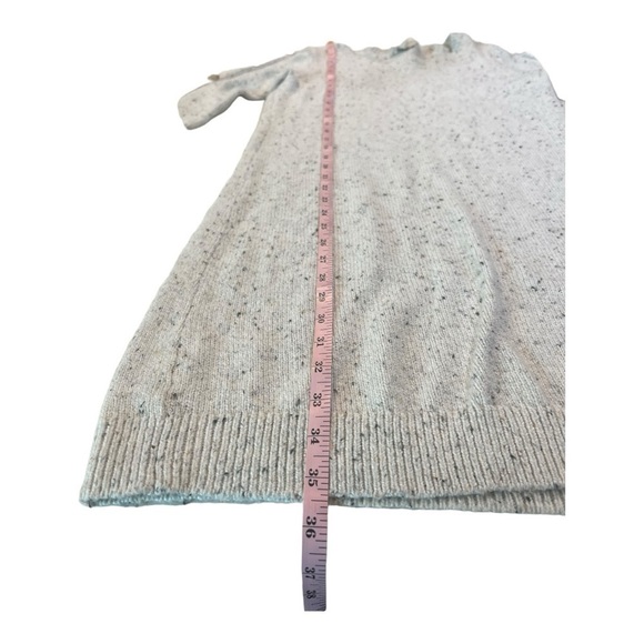 LOFT Button Sleeve Sweater Crew Neck Dress in Speckled Oatmeal Cream Size S - Picture 2 of 15